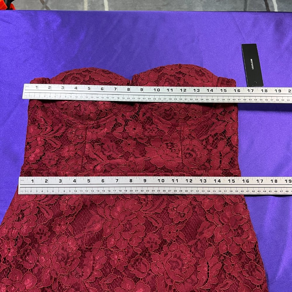 NWT πLulus Stay Stunning "Wow the Crowd" Burgundy Lace Strapless Dress! - Picture 10 of 16